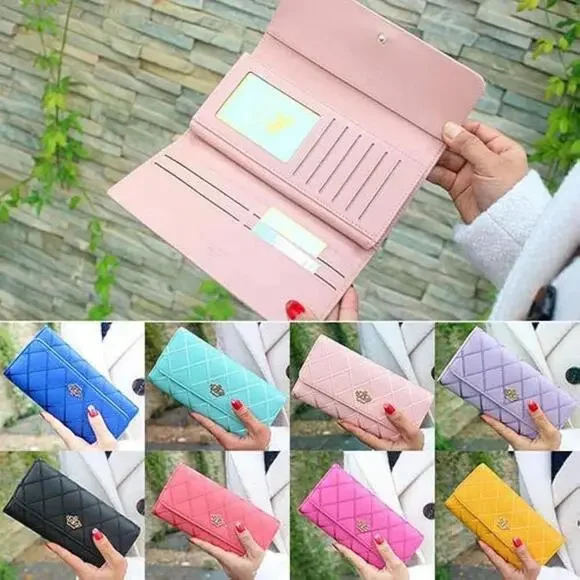 Crown Rhombus Pattern Wallet In Light Pink - Picture 3 of 7